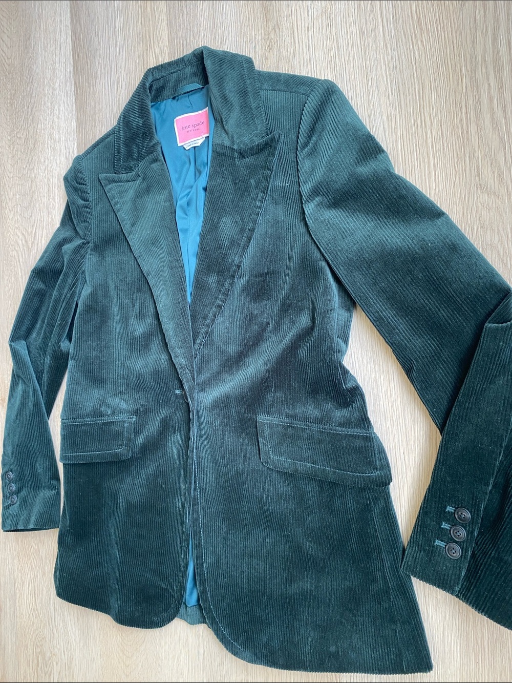 Kate Spade New York Dark Green Corduroy Blazer Jacket Size 2 Preppy Academia - Picture 3 of 11